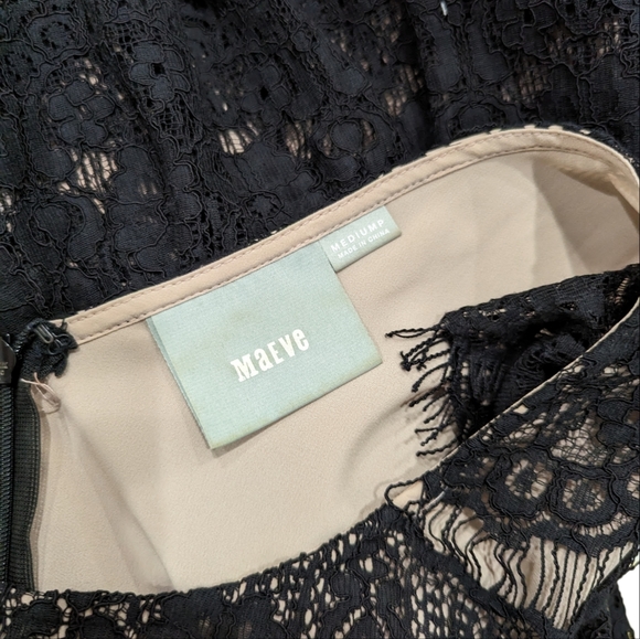 Maeve Anthropologie Elsa Lace Black Floral Peplum Dress medium - Picture 5 of 6